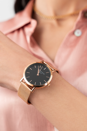 Tribeca Black Rose Gold - 33mm